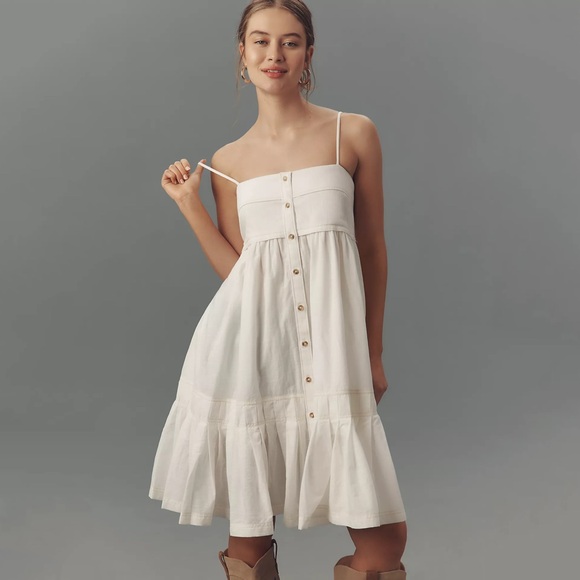 NWT Anthropologie Pilcro Ruffle-Hem Midi Dress Denim - Picture 2 of 4